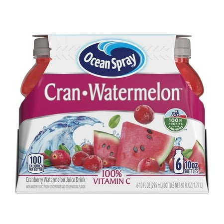 Ocean Spray Cran Watermelon Juice Drink  10 Oz Bottles  6 Pack