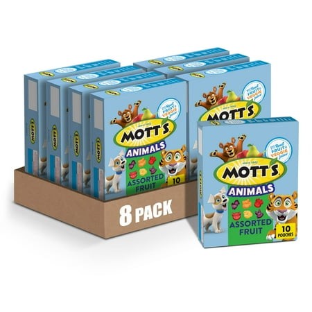 Mott S Fruit Flavored Snacks  Animals Assorted Fruit  Gluten Free  10 Ct (Pack of 8)