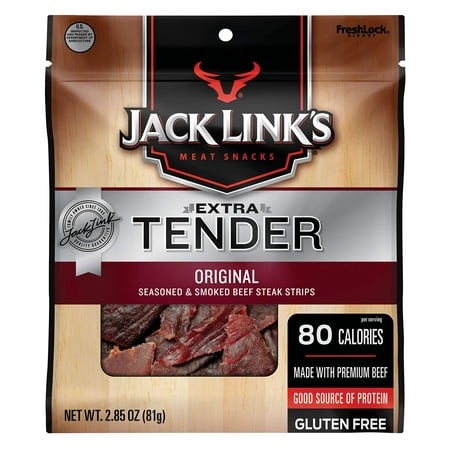 Jack Link’S Extra Tender Beef Jerky Steak Strips  Original  2.85 Oz – Flavorful Meat Snack  10G of Protein and 80 Calories  Made with Premium Beef