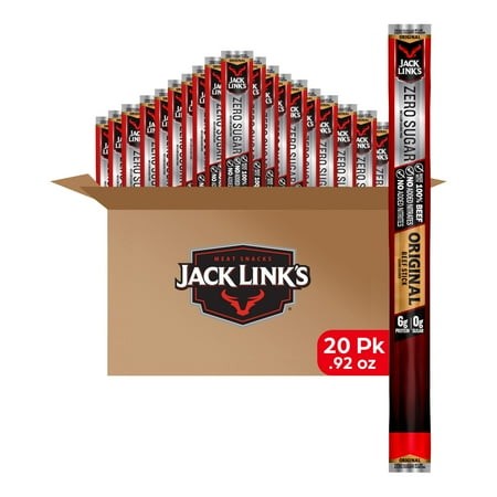 Jack Link S Beef Sticks  Zero Sugar  Original – Protein Snack  Meat Stick with 6G of Protein  Made with 100% Beef  No Added Msg** – 0.92 Oz. (20 C