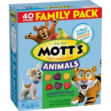 Mott S Fruit Flavored Snacks  Animals Assorted Fruit  Gluten Free  40 Ct