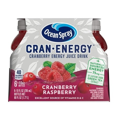 Ocean Spray  Cran-Energy Cranberry Raspberry Energy Juice Drink  10 Fl Oz Bottles  6 Ct