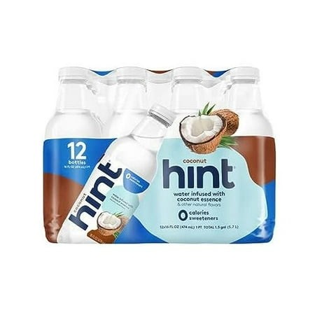 Hint Water Coconut  Pure Water Infused with Coconut  Zero Sugar  Zero Calories  Zero Sweeteners  Zero Preservatives  Zero Artificial Flavors  16 Fl Oz