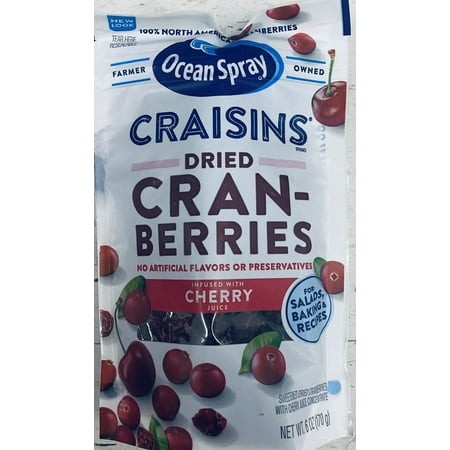 Ocean Spray CHERRY Craisins Dried Cranberries 6 Oz Bag