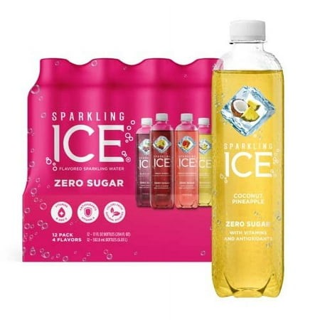 Sparkling Ice Pink Variety Pack  Flavored Sparkling Water  Zero Sugar  with Vitamins and Antioxidants  17 Fl Oz  12 Count (Black Cherry  Peach Nectari