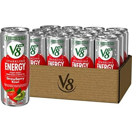 V8 +SPARKLING ENERGY Strawberry Kiwi Energy Drink  Made with Real Vegetable and Fruit Juices  11.5 FL OZ Can (Pack of 12)