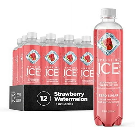 Sparkling Ice  Strawberry Watermelon Sparkling Water  Zero Sugar Flavored Water  with Vitamins and Antioxidants  Low Calorie Beverage  17 Fl Oz Bottle