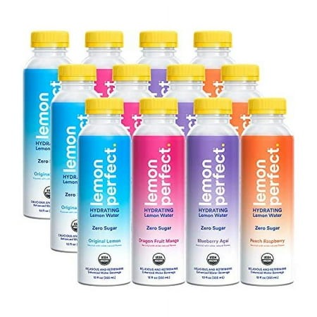 Lemon Perfect  Hydrating Organic Lemon Water  Zero Sugar  Flavored Water  Squeezed from Real Fruit  Keto Certified  Plastic Neutral  No Artificial Ing