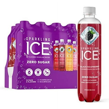 Sparkling Ice Purple Variety Pack  Flavored Sparkling Water  Zero Sugar  with Vitamins and Antioxidants  17 Fl Oz  12 Count (Black Raspberry  Cherry L