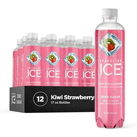 Sparkling Ice  Kiwi Strawberry Sparkling Water  Zero Sugar Flavored Water  with Antioxidants and Vitamins  Zero Sugar  17 Fl Oz Bottles (Pack of 12)
