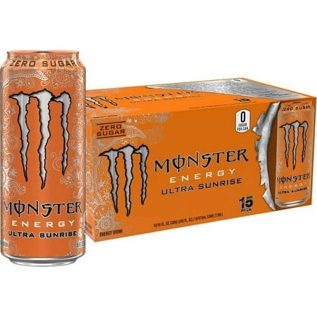 Monster Energy Ultra Sunrise  Sugar Free Energy Drink  16 Fl Oz (Pack of 15)