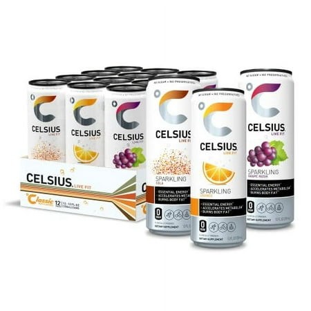 CELSIUS Sparkling Classic Pop Pack  Functional Essential Energy Drink 12 Fl Oz (Pack of 12)