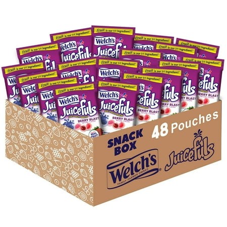 Welch S Juicefuls Juicy Fruit Snacks  Berry Blast  Fruit Gushers  Bulk Pack  Great for School Lunches  Gluten Free  Individual Single Serve Bags  1 Oz