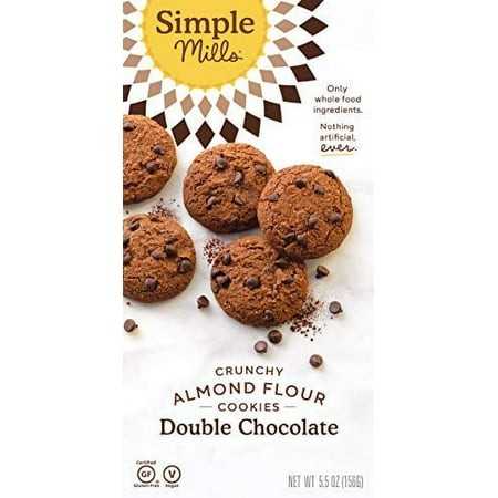 Simple Mills Almond Flour Crunchy Cookies  Double Chocolate Chip - Gluten Free  Vegan  Healthy Snacks  Made with Organic Coconut Oil  5.5 Ounce (Pack 