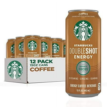 Starbucks RTD Energy Drink  Doubleshot Energy Drink  Coffee  Guarana  Vitamin B  Ginseng  15 Oz Cans (12 Pack)