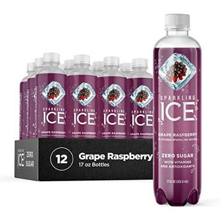 Sparkling Ice  Grape Raspberry Sparkling Water  Zero Sugar Flavored Water  with Vitamins and Antioxidants  Low Calorie Beverage  17 Fl Oz Bottles (Pac