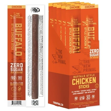 The New Primal All AF08 Natural Chicken Sticks  Buffalo Style  Keto & Gluten Free Healthy Snacks for Adults  Sugar Free Low Carb Snack  Paleo  9g Prot
