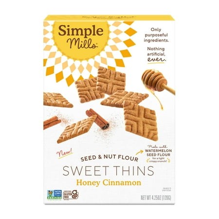 Simple Mills Sweet Thins SE33 Cookies  Seed and Nut Flour  Honey Cinnamon - Gluten Free  Paleo Friendly  Healthy Snacks  4.25 Ounce (Pack of 1)