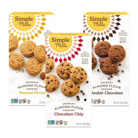 Simple Mills Almond Flour SE33 Crunchy Cookies Variety Pack Chip  Double Chocolate Chip  Toasted Pecan) - Gluten Free  Vegan  Healthy Snacks  Made wit