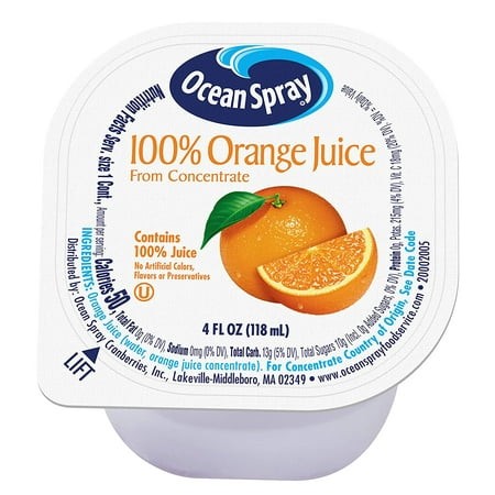 Ocean Spray 100% Orange Juice  4 Fl Ounce Cup (Pack of 48)