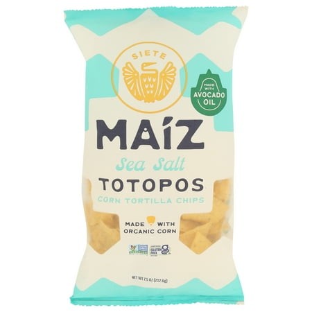 Siete Maiz Totopos Corn Tortilla Chips Sea Salt  7.5 OZ  6 Pack