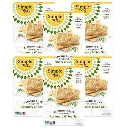 Simple Mills Almond Flour .. Crackers  Rosemary & Sea .. Salt - Gluten Free  .. Vegan  Healthy Snacks  4.25 .. Ounce (Pack of 6)