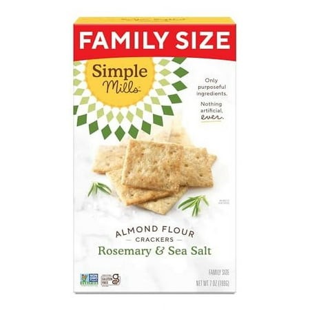 Simple Mills Almond Flour Crackers  Family Size  Rosemary & Sea Salt - Gluten Free  Vegan  Healthy Snacks  7 Ounce (Pack of 1)