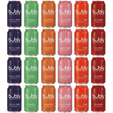 Bubly Sparkling Water  Carbonated Water 6 Flavor Variety Pack! 3 of Each - Zero Calories & Zero Sugar  12 Fl Oz Cans (24 Pack)