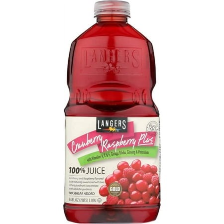 Langers KHFM00643486 64 Oz 100 Percent Cranberry Raspberry Juice (Pack of 12)