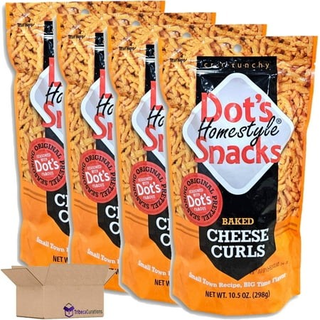 Dot S Pretzels Original Seasoned Baked Cheese Curls Value Pack | Bundled | 10.5 Ounce Bag | Pack of 4