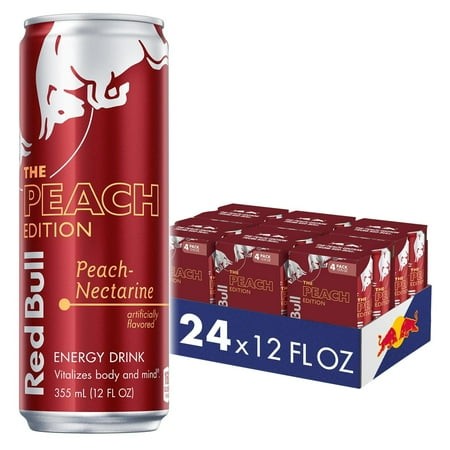 Red Bull Peach Edition Energy Drink  12 Fl Oz  24 Cans (6 Packs of 4)