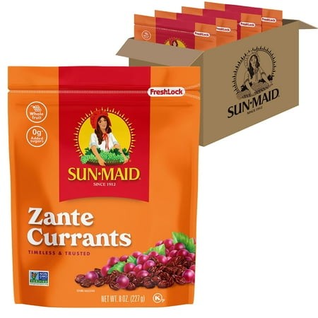 Sun-Maid California Sun-Dried Zante Currants - (4 Pack) 8 Oz Resealable Bag - Dried Fruit Snack for Lunches and Snacks