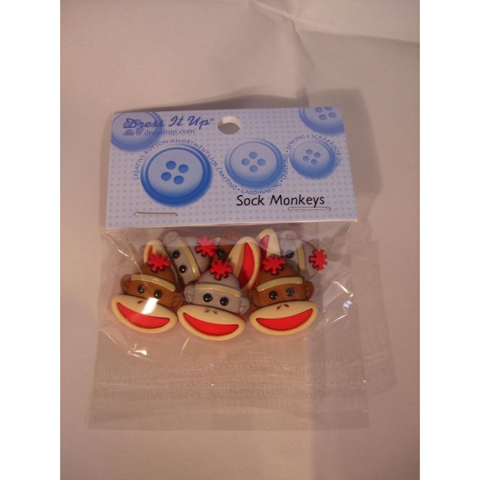 Sock Monkeys - Novelty Craft Embellishments & Buttons by Dress It up
