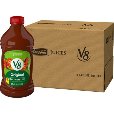 V8 Original 100% Vegetable Juice  64 Fl Oz Bottle (Case of 6)