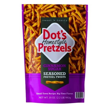 Dot S Cinnamon Sugar Seasoned Pretzels  35oz Resealable Large Size Party Bag Limited Edition Homestyle Sweet Savory Flavored Gourmet Snacks Toasty Twi