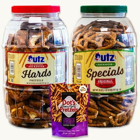 Utz Sourdough Pretzels Variety Pack - Old Fashioned Hards (1  26oz) - Specials (1  26oz) - Cinnamon Sugar Seasoned Pretzel Twists (1  5oz Bag) - Gourm