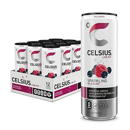CELSIUS Sparkling Wild Berry  Functional Essential Energy Drink 12 Fl Oz (Pack of 12)