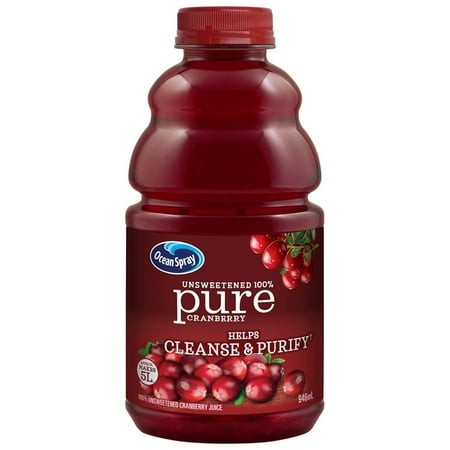 Ocean Spray 100% Pure Cranberry Juice  32 Ounce Bottle (Pack of 18)