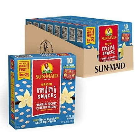 Sun-Maid Vanilla Yogurt Coated Raisins - (80 Pack) 0.5 Oz Mini Snack-Size Box - Yogurt Covered Dried Fruit Snack for Lunches and Snacks