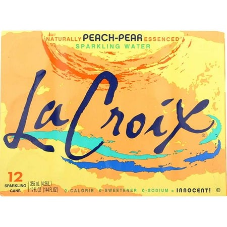 Lacroix Peach Pear Sparkling Water  12 Fluid Ounce Can -- 24 per Case.