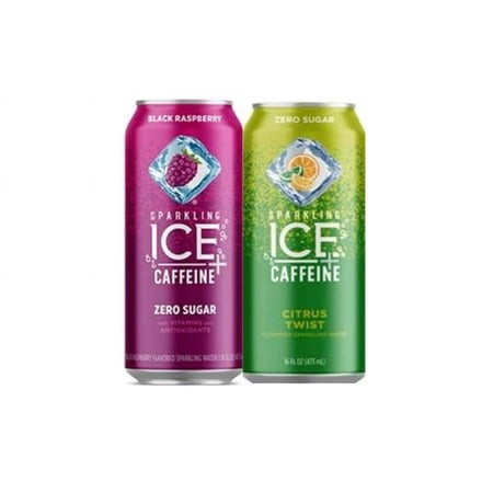 Sparkling Ice +Caffeine Zero Sugar Flavored Sparkling Water with Vitamins and Antioxidants  (Black Raspberry/Citrus Twist)  16 Fl Oz