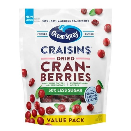 Ocean Spray Craisins Dried SE33 Cranberries  Reduced Sugar  20 Ounce