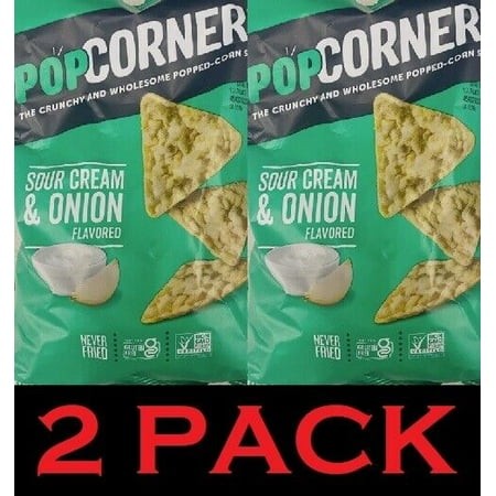 2x SOUR CREAM & ONION Popped Corn Crisps Snacks 7 Oz Bag - 2 PACK