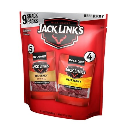 Jack Link S Beef Jerky CM31 Variety - Includes Original and Teriyaki Flavors  on the Go Snacks  13g of Protein per Serving  9 Count of 1.25 Oz Bags