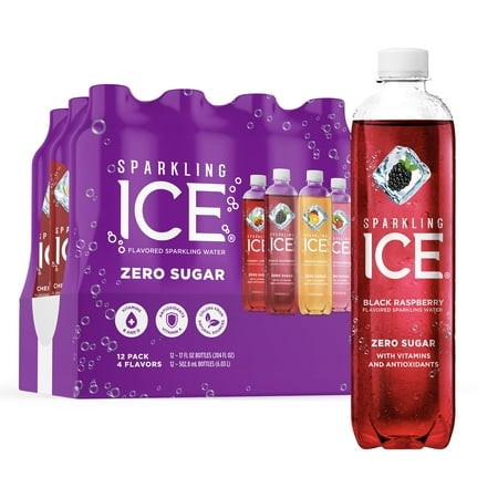 Sparkling Ice Purple Variety Pack  Flavored Water  Zero Sugar  with Vitamins and Antioxidants  17 Fl Oz  12 Count (Black Raspberry  Cherry Limeade  Or