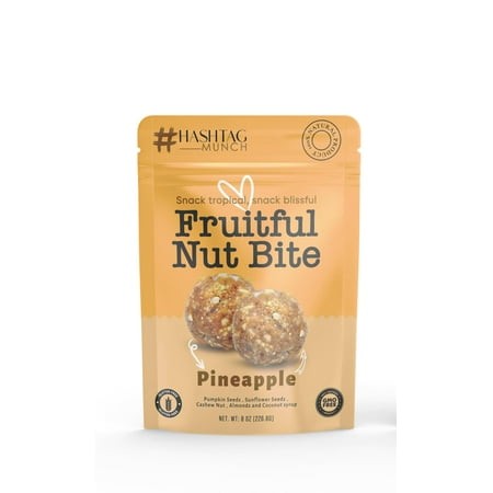 Fruitful Bites Real 100% Wild Pineapple Fruit & Nut Balls 8oz Bag Plant Based Premium Healthy Natural Nutritious Tropical Exotic Snack Naturally Sweet