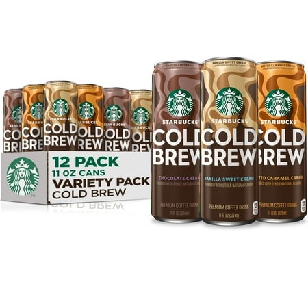 Starbucks Cold Brew Coffee  Chocolate  Caramel & Vanilla Flavor  11 Fl Oz Cans (12 Pack)  Premium Coffee Drink  Iced Coffee