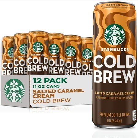 Starbucks Cold Brew Coffee  Salted Caramel Cream  11 Fl Oz Cans (12 Pack)  Premium Coffee Drink  Iced Coffee