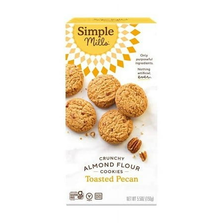 Simple Mills Almond Flour Crunchy Cookies  Toasted Pecan - Gluten Free  Vegan  Healthy Snacks  Made with Organic Coconut Oil  5.5 Ounce (Pack of 1)