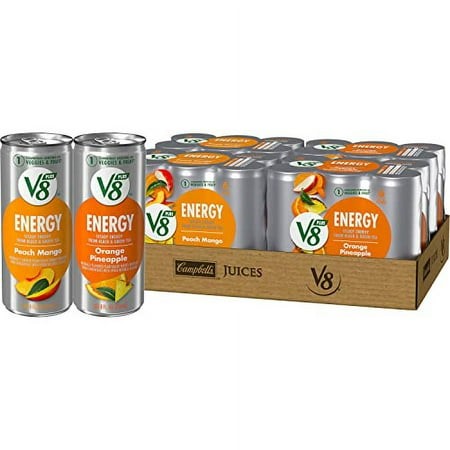 V8 +ENERGY Orange Pineapple .. and Peach Mango Energy .. Drink Variety Pack  8 .. FL OZ Can (4 .. Packs of 6 Cans)